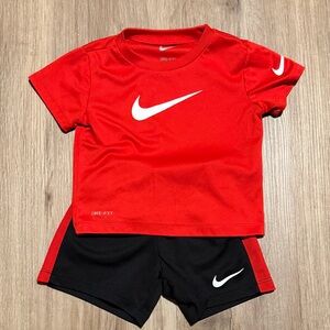 Nike Red Dri-FIT Athletic Tee & Black Shorts Set